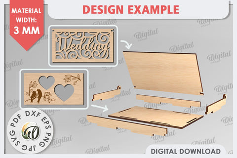 Wedding Ring Box Laser Cut. 3D Wooden Ring Box SVG SVG Evgenyia Guschina 