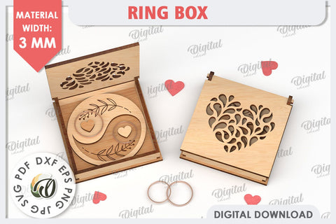 Wedding Ring Box Laser Cut. 3D Wooden Ring Box SVG SVG Evgenyia Guschina 