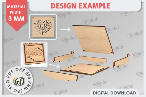 Wedding Ring Box Laser Cut. 3D Wooden Ring Box SVG SVG Evgenyia Guschina 