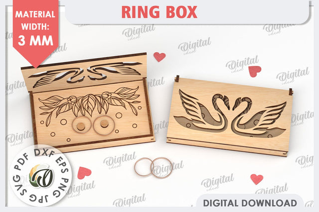 Wedding Ring Box Laser Cut. 3D Wooden Ring Box SVG SVG Evgenyia Guschina 
