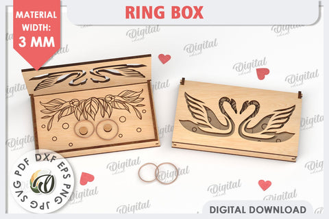 Wedding Ring Box Laser Cut. 3D Wooden Ring Box SVG SVG Evgenyia Guschina 