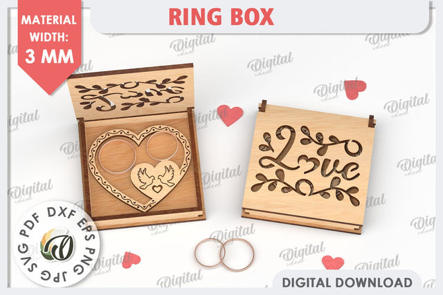 Wedding Ring Box Laser Cut. 3D Wooden Ring Box SVG SVG Evgenyia Guschina 