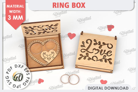 Wedding Ring Box Laser Cut. 3D Wooden Ring Box SVG SVG Evgenyia Guschina 