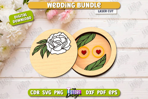 Wedding Ring Box Laser Cut Design, Wedding Decor SVG The T Store Design 