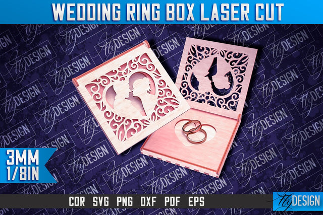 Wedding Ring Box Laser Cut | Jewelry Box Laser Cut SVG Design SVG Fly Design 