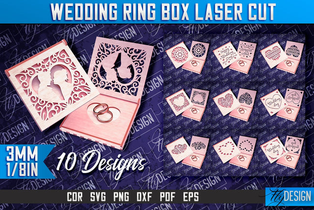 Wedding Ring Box Laser Cut | Jewelry Box Laser Cut SVG Design SVG Fly Design 