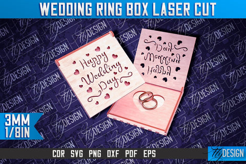 Wedding Ring Box Laser Cut | Jewelry Box Laser Cut SVG Design SVG Fly Design 