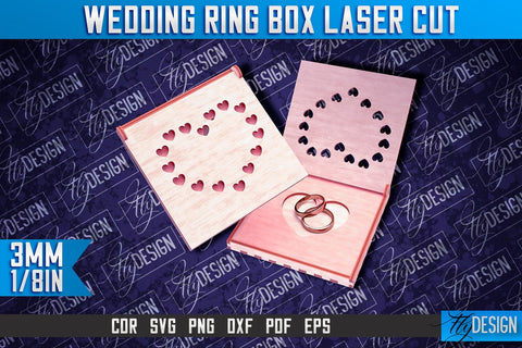 Wedding Ring Box Laser Cut | Jewelry Box Laser Cut SVG Design SVG Fly Design 