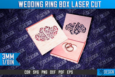 Wedding Ring Box Laser Cut | Jewelry Box Laser Cut SVG Design SVG Fly Design 