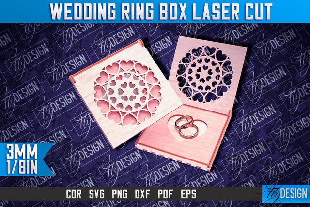 Wedding Ring Box Laser Cut | Jewelry Box Laser Cut SVG Design SVG Fly Design 