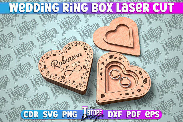 Wedding Ring Box Laser Cut | Jewelry Box Laser Cut SVG Design SVG The T Store Design 