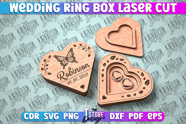 Wedding Ring Box Laser Cut | Jewelry Box Laser Cut SVG Design SVG The T Store Design 