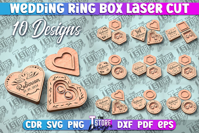 Wedding Ring Box Laser Cut | Jewelry Box Laser Cut SVG Design SVG The T Store Design 