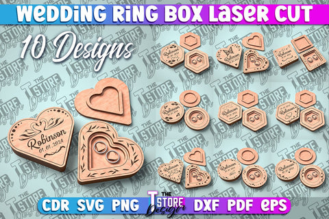 Wedding Ring Box Laser Cut | Jewelry Box Laser Cut SVG Design SVG The T Store Design 