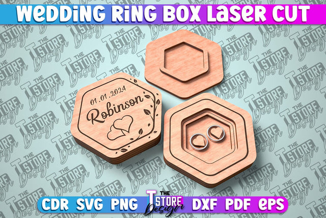 Wedding Ring Box Laser Cut | Jewelry Box Laser Cut SVG Design SVG The T Store Design 