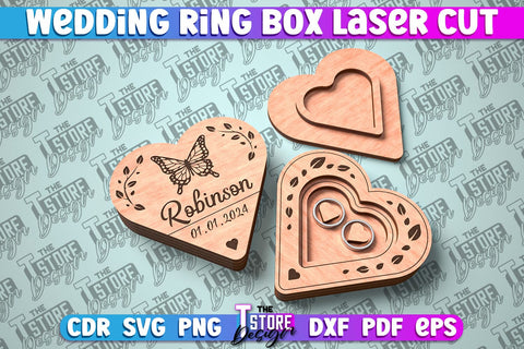 Wedding Ring Box Laser Cut | Jewelry Box Laser Cut SVG Design SVG The T Store Design 