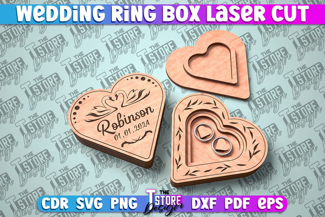 Wedding Ring Box Laser Cut | Jewelry Box Laser Cut SVG Design SVG The T Store Design 