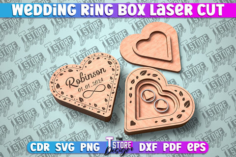 Wedding Ring Box Laser Cut | Jewelry Box Laser Cut SVG Design SVG The T Store Design 