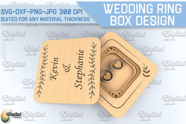 Wedding Ring Box SVG. 3D Ring Box Laser Cut SVG Evgenyia Guschina 