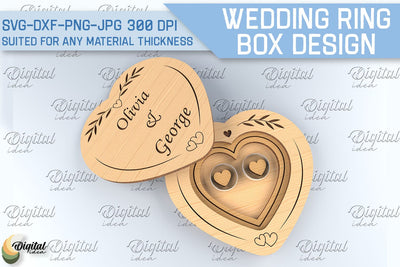 Wedding Ring Box SVG. 3D Ring Box Laser Cut SVG Evgenyia Guschina 