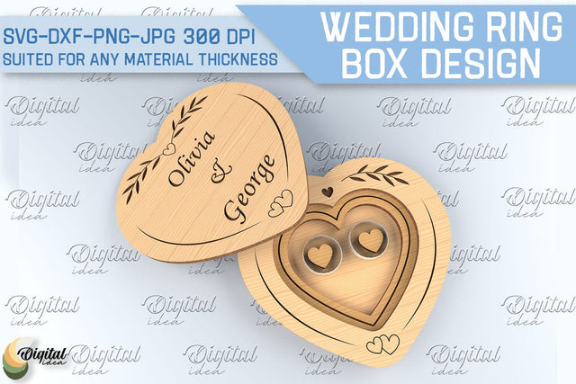 Wedding Ring Box SVG. 3D Ring Box Laser Cut SVG Evgenyia Guschina 