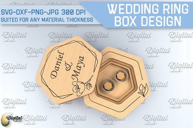 Wedding Ring Box SVG. 3D Ring Box Laser Cut SVG Evgenyia Guschina 