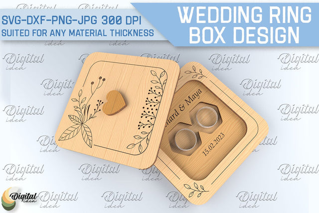 Wedding Ring Box SVG. 3D Ring Box Laser Cut SVG Evgenyia Guschina 