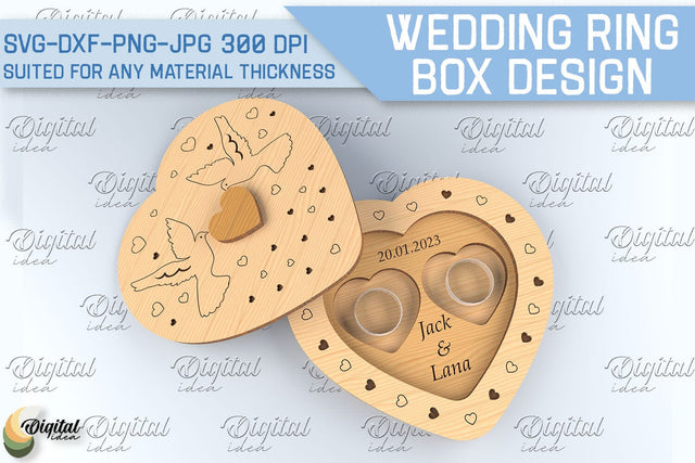 Wedding Ring Box SVG. 3D Ring Box Laser Cut SVG Evgenyia Guschina 