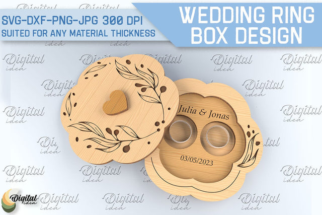 Wedding Ring Box SVG. 3D Ring Box Laser Cut SVG Evgenyia Guschina 