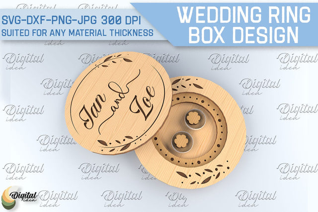 Wedding Ring Box SVG. 3D Ring Box Laser Cut SVG Evgenyia Guschina 