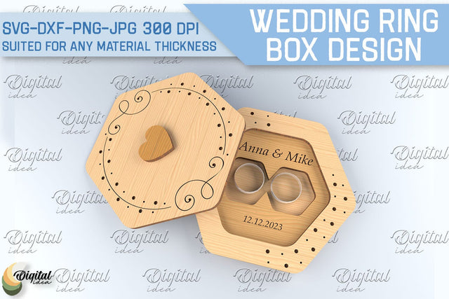 Wedding Ring Box SVG. 3D Ring Box Laser Cut SVG Evgenyia Guschina 