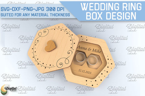 Wedding Ring Box SVG Bundle. 3D Ring Box Laser Cut SVG Evgenyia Guschina 