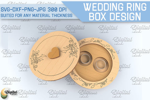 Wedding Ring Box SVG Bundle. 3D Ring Box Laser Cut SVG Evgenyia Guschina 