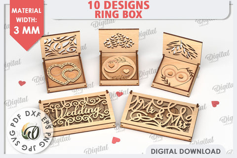 Wedding Ring Boxes Laser Cut Bundle. 3D Ring Boxes SVG SVG Evgenyia Guschina 