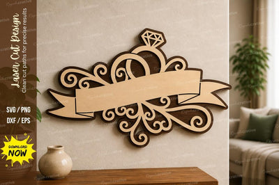 Wedding Ring Frame laser Cut svg Cutting file SVG Regulrcrative 