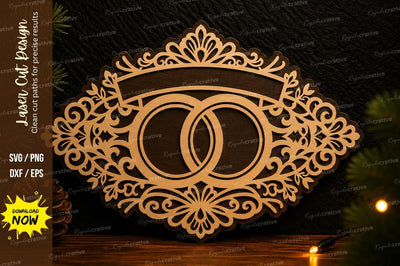 Wedding Rings Frame Laser Cut SVG Design SVG Regulrcrative 