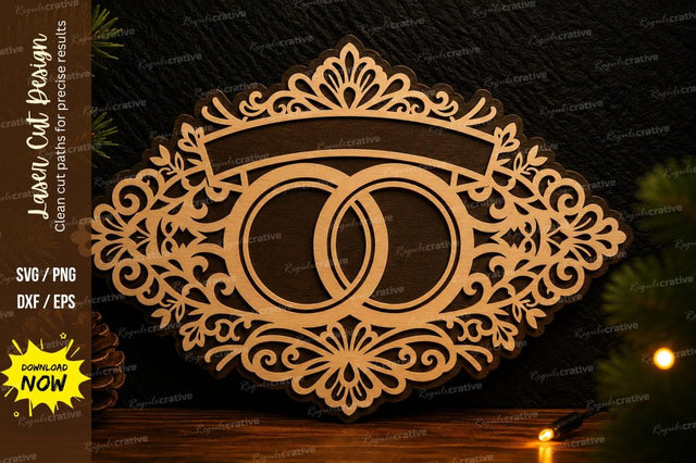 Wedding Rings Frame Laser Cut SVG Design SVG Regulrcrative 