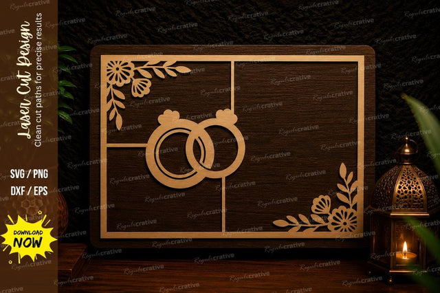 Wedding Rings Frame Laser Cut SVG Design SVG Regulrcrative 