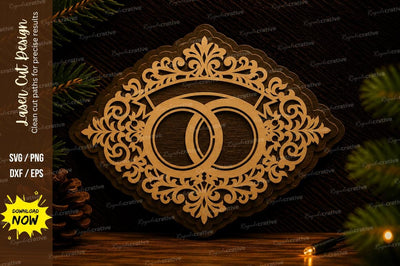 Wedding Rings Frame Laser Cut Svg Design SVG Regulrcrative 