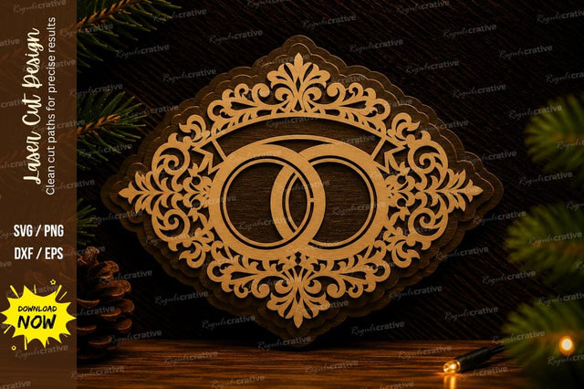 Wedding Rings Frame Laser Cut Svg Design SVG Regulrcrative 