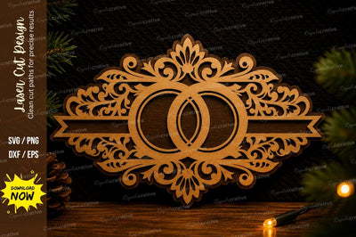 Wedding Rings Ornament Laser Cut SVG Design SVG Regulrcrative 