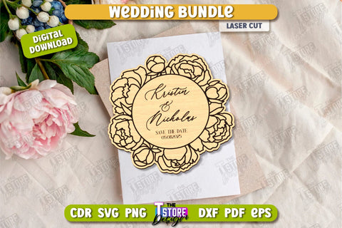 Wedding Save The Date Laser Cut Design, Wedding Decor SVG The T Store Design 