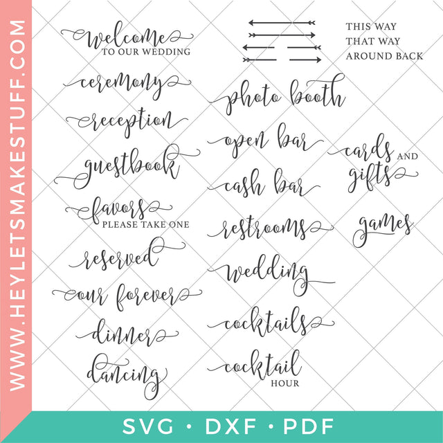 Wedding Sign Bundle SVG Hey Let's Make Stuff 