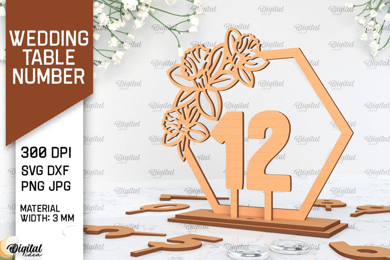 Wedding Table Number Laser Cut. Wedding Decor SVG - So Fontsy