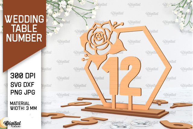 Wedding Table Number Laser Cut. Wedding Decor SVG SVG Evgenyia Guschina 