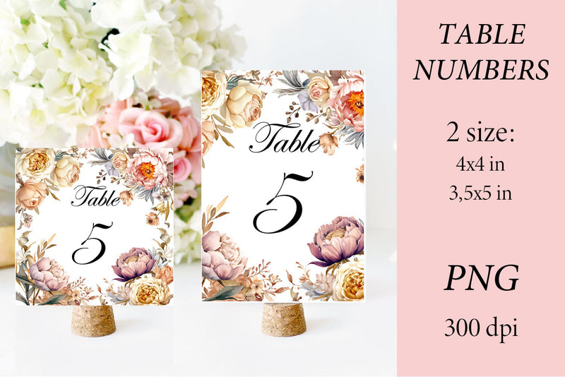 Wedding Table Number PNG. Seating Card Sublimation PNG - So Fontsy