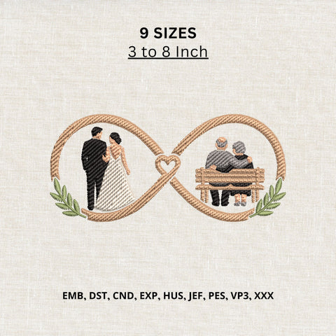 Wedding to Old Age Infinity Machine Embroidery Design – Forever Love Couple Embroidery File Embroidery/Applique DESIGNS PatternFeed8 