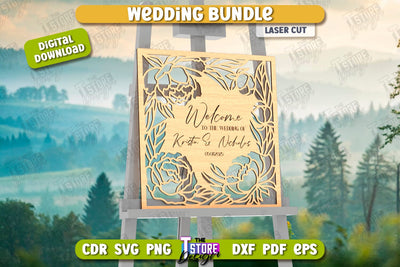 Wedding Welcome Sign Laser Cut Design, Wedding Decor SVG The T Store Design 