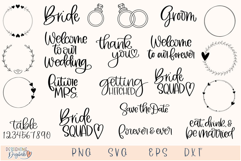 Wedding SVG Bundle, Frame svg, Engagement svg, Just Married, Wedding ...