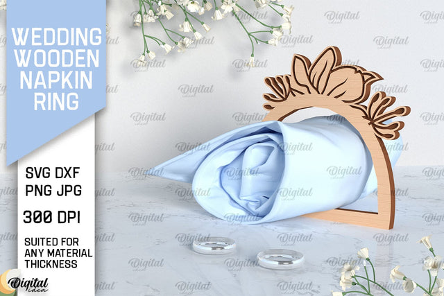 Wedding Wooden Napkin Ring Laser Cut. Wedding Decor SVG SVG Evgenyia Guschina 